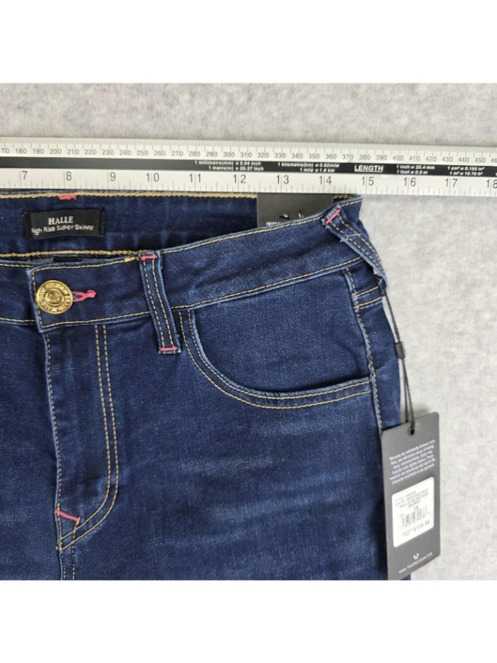 True Religion Halle Jeans Womens 29 Dark Wash High Rise Skinny Flap NWT - Picture 8 of 12